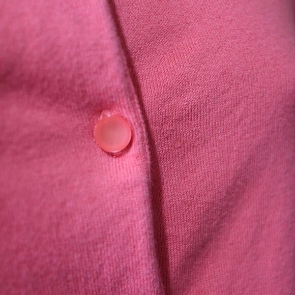 Talbots Coral Pink Floral Applique Cardigan Sweater Y2K Layering Large - Picture 7 of 12